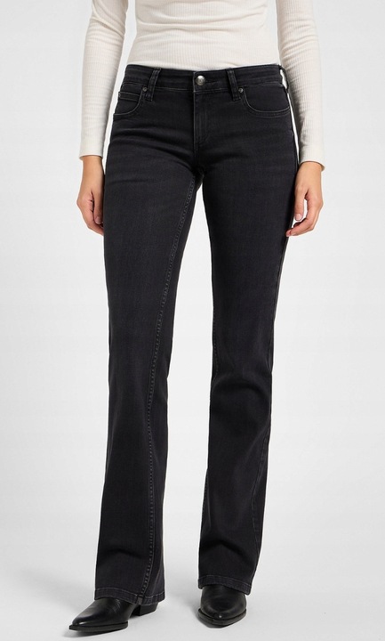 Blugi dama Lee Jessica bootcut, talie joasa, elasticitate, negru, bumbac/poliester, W31-L33 US