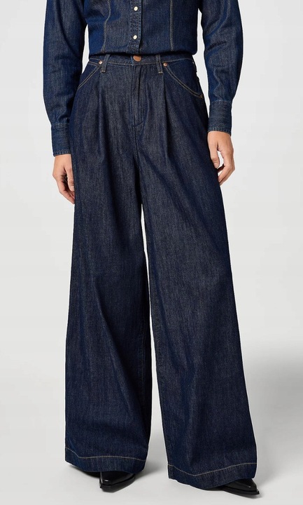 Pantaloni largi dama, Wrangler, denim, Albastru