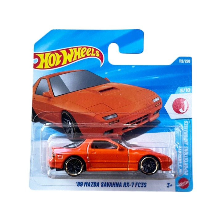 Masinuta Hot Wheels, Mazda Savanna RX-7 FC3S '89, portocaliu, scara 1:64, model 2026