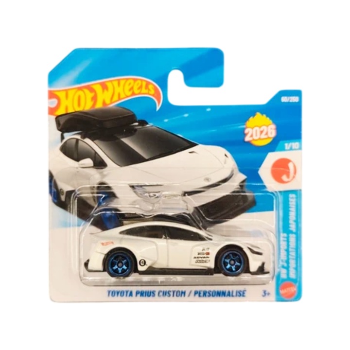 Masinuta Hot Wheels, Toyota Prius Custom, alb, scara 1:64, model 2026