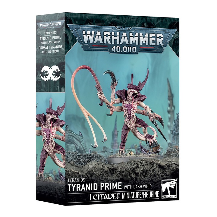 Разширение за игра Warhammer 40000, Tyranid Prime с камшик, Games Workshop, 13 части, сиво