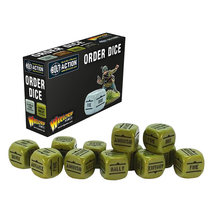 Extensie de joc Bolt Action si Konflikt '47, Orders Dice Pack Green, Warlord Games, 12x16mm