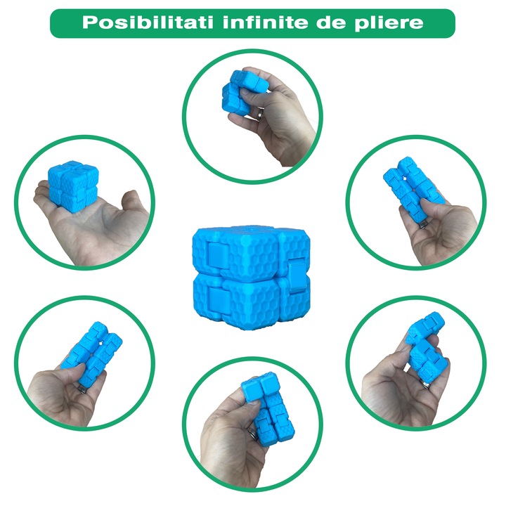 Jucarie interactiva, Cub Infinit, jucarie fidget antistres in forma Cub pliabil, Zigluti