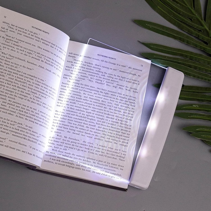 Lampa pentru citit, Lampa de carte plata pentru citit in pat noaptea, lumina de carte cu LED transparent, iluminator pentru pagina intreaga, panou cu placa