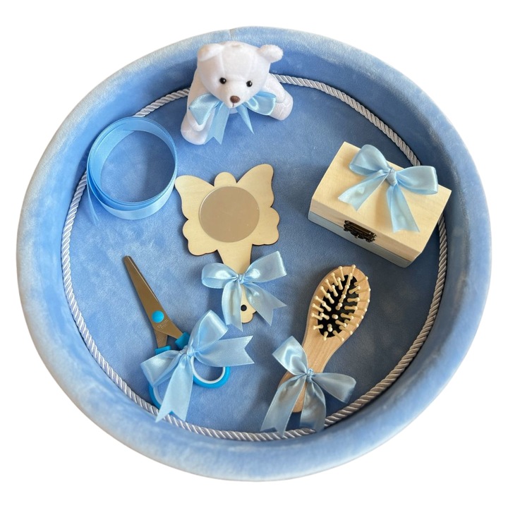Set tavita pentru taiere mot din catifea – blue, 7 piese, 32x6 cm