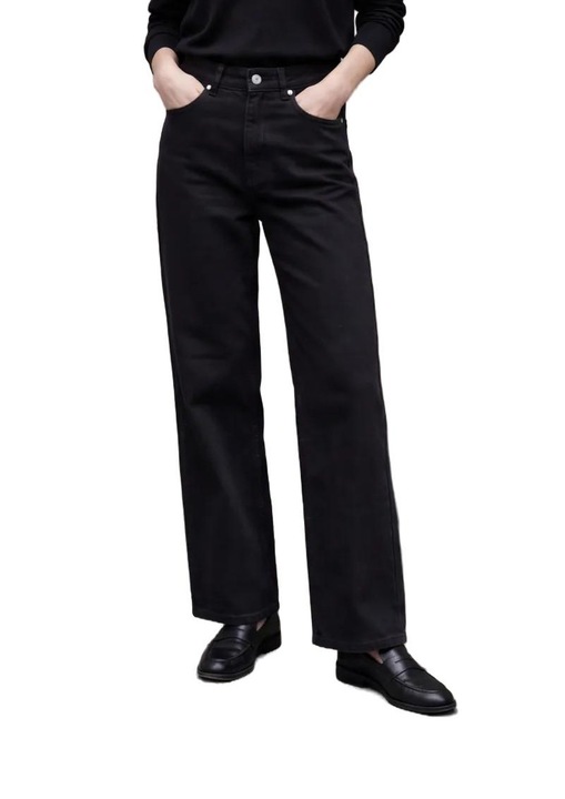 Blugi dama, MyFashion, talie inalta, croiala larga, negru, denim, M INTL