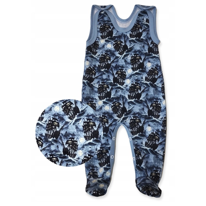 Salopeta copii Dartomik, bumbac, Negru/Albastru