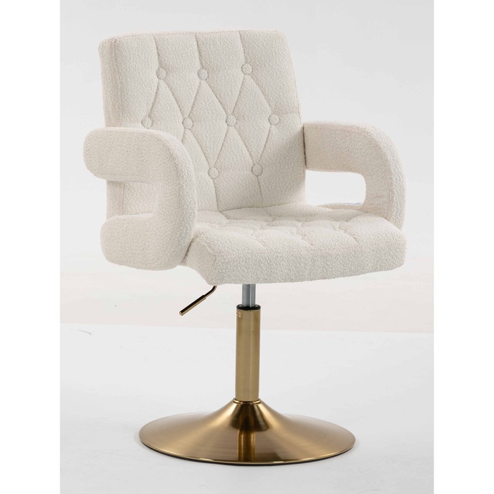 Scaun de birou, Votana, HR8404N, Boucle, Baza Aurie, Crem