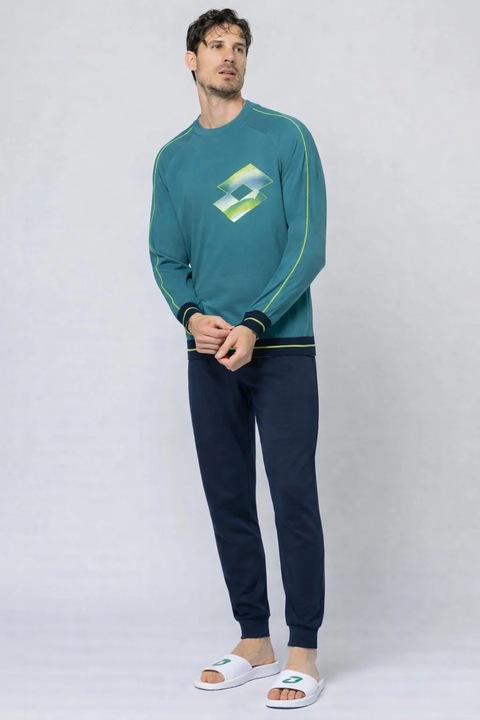 Pijama barbati Lotto LP1223, set 2 piese, bumbac, Zöld