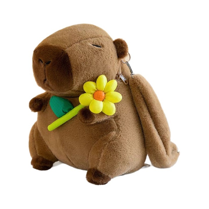 Nagy kapacitású Kapibara hátizsák, sárga virágmintás, 35cm