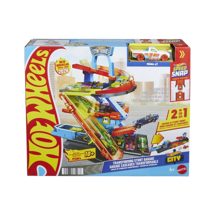 Set de joaca Hot Wheels City - Transformarea garajului de cascadorii