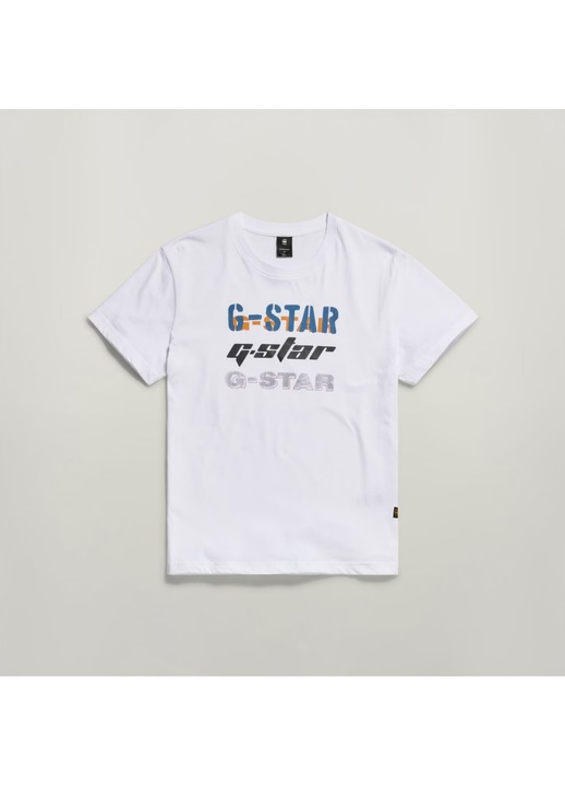 Мъжка памучна тениска G Star 3D Dotted Graphic T-Shirt, Бял