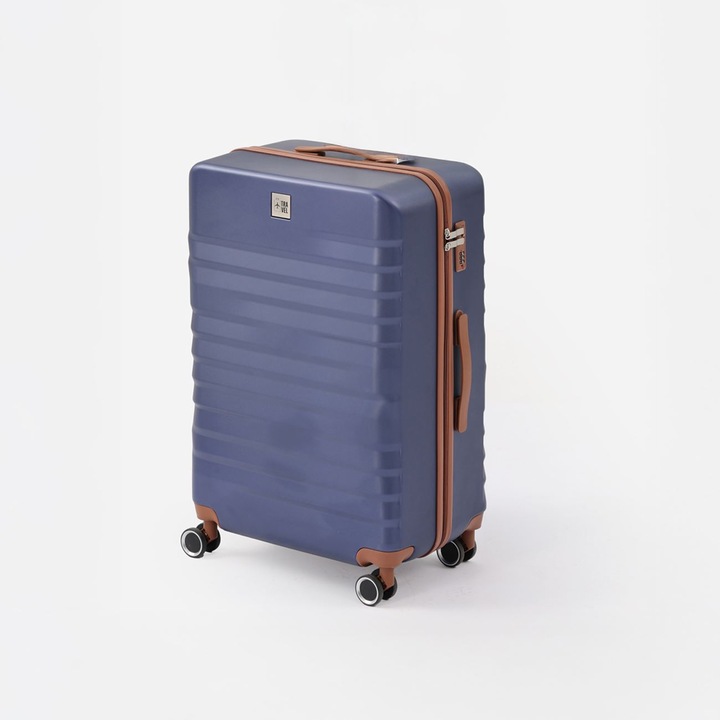 Kуфар, 58 литра, До 20 кг, 3 дръжки, 4 двойни въртящи се колелца, Tаба детайли, ABS съполимер, 42.5x24x66 см, Син