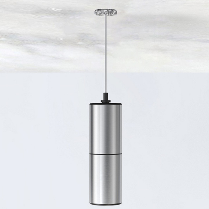 Мини миксер за фрапе A-4-153, Р електрически миксер за мляко и кафе, Батериен milk frother, Неръждаема стомана, Мощен мотор, Високи обороти, 21.8 × 2.5 × 2.5 сантиметра, Сребрист