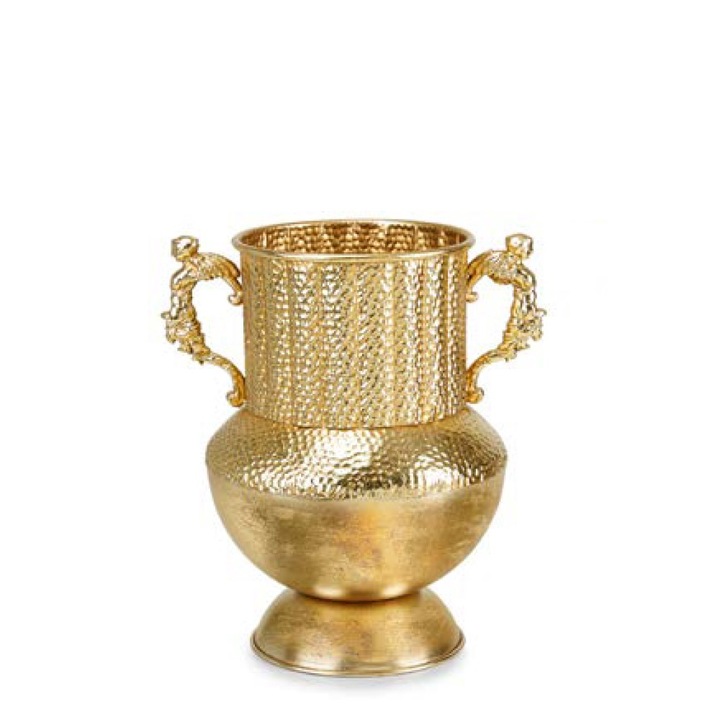 Vază amforă Fade Pompea, 35 cm, Metal, Auriu
