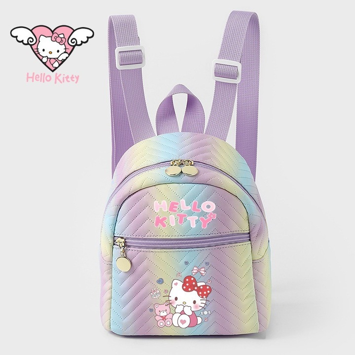 Hello Kitty női hátizsák, sokoldalú, PU anyag, 18x19x10cm, cukorka színű