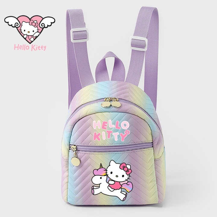 Női Hello Kitty mintás hátizsák, sokoldalú, PU anyag, 18x19x10cm