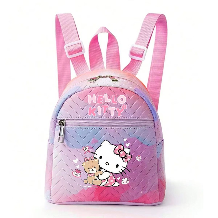Hello Kitty mintás hátizsák, sokoldalú gyerekeknek, PU anyag, 18x19x10cm