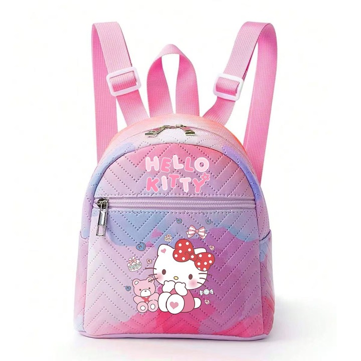 Hello Kitty gyermek hátizsák, piros/lila, 18x19x10cm, rózsaszín pánt