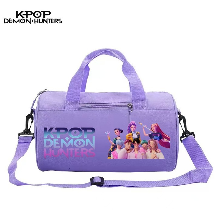 Kerek KPOP Witcher Girls sporttáska, rajzfilm mintával, 32x19cm, lila