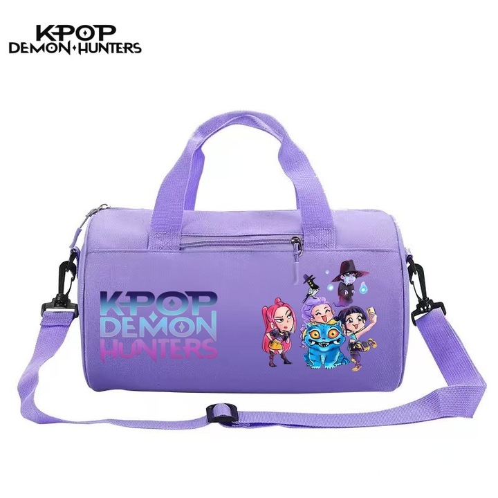 KPOP Witcher Girls hengeres sporttáska, rajzfilm nyomattal, 32x19cm, lila