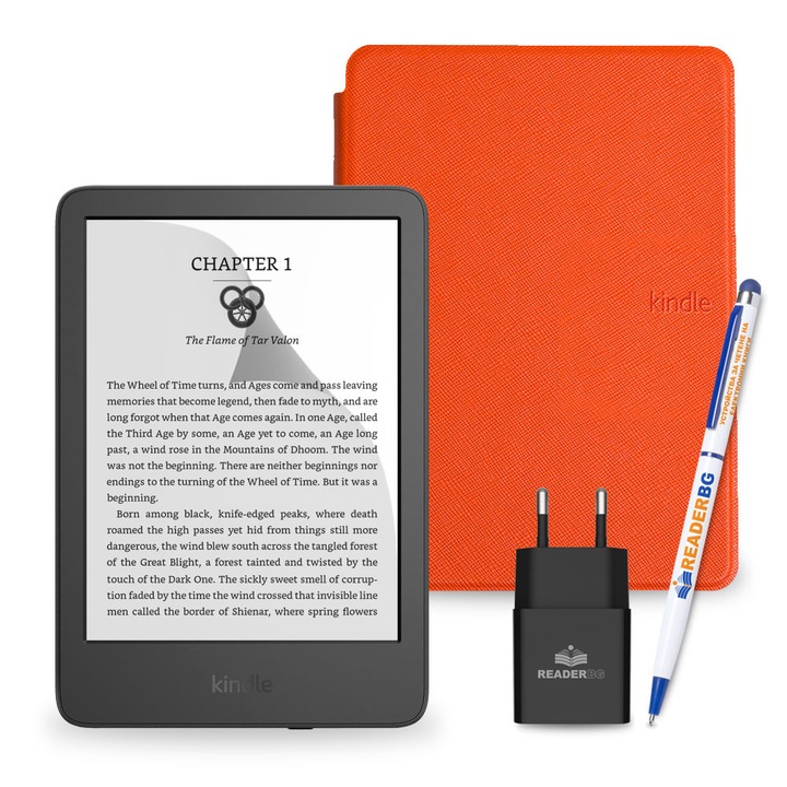Комплект eBook четец Amazon Kindle 2024 Black, Оранж, 4 части