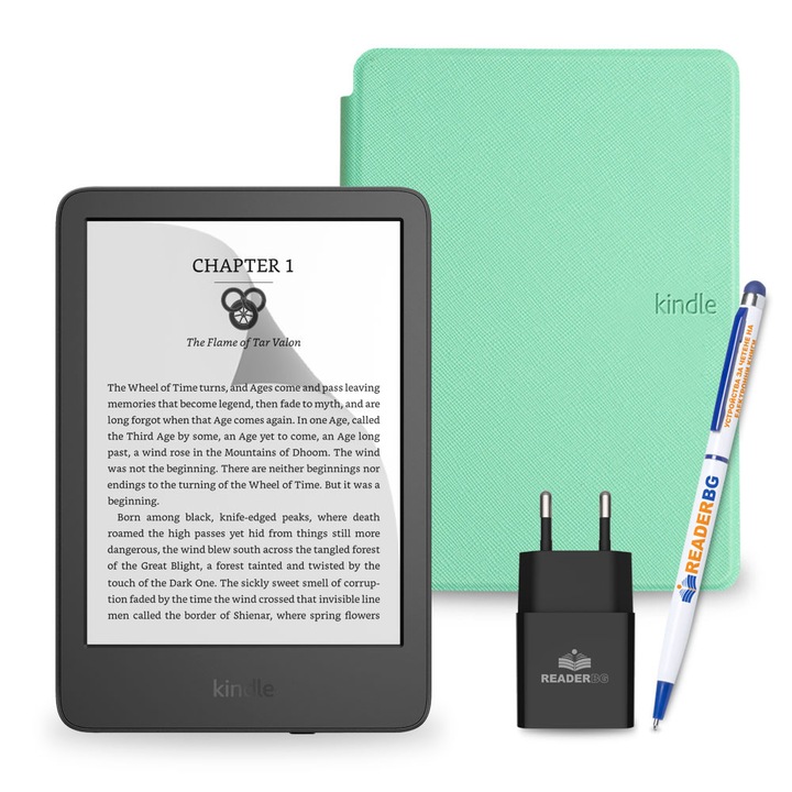 Комплект eBook четец Amazon Kindle 2024 Black, Мента, 4 части