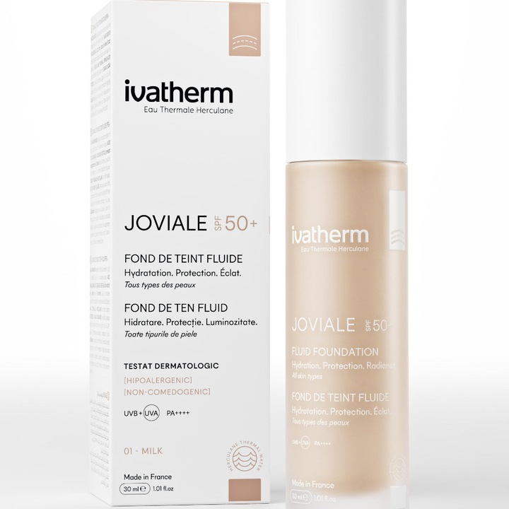 Fond de ten fluid SPF50+ JOVIALE Ivatherm 01-Milk, 30 ml