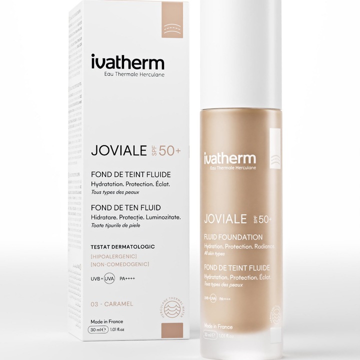 Fond de ten fluid SPF50+ JOVIALE Ivatherm 03-Caramel, 30 ml