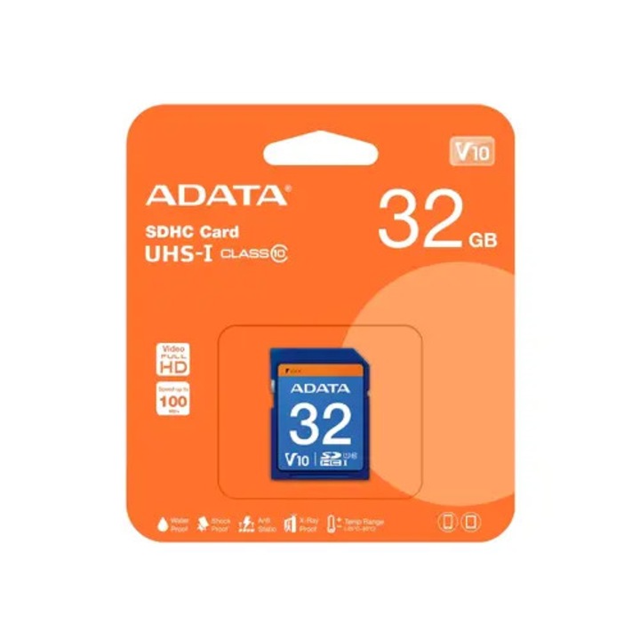 Карта памет Adata SDHC ASDH32GUICL10-R Memory Card Package, 32 GB, Class 10