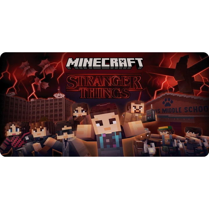 Mousepad Deskmat Minecraft Stranger Things 800x400x4mm margini cusute Motrix