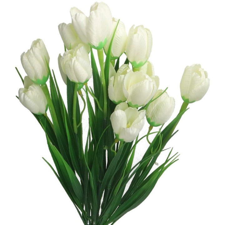 Krokusz művirág csokor, 7 ágú, fehér, 44cm