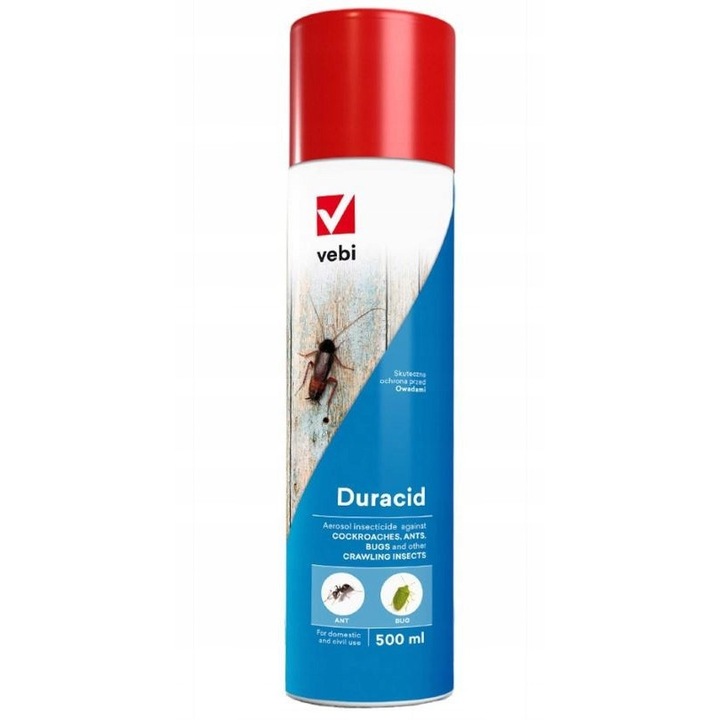 Spray insecticid Vebi Duracid 500 ml, pentru furnici, tantari, gandaci de bucatarie