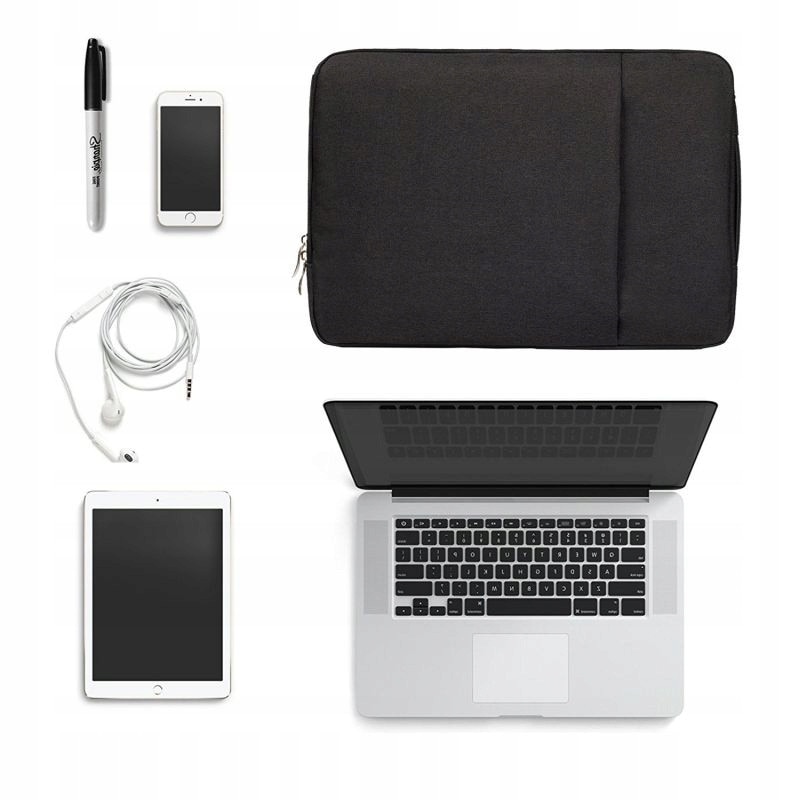 Husă Denim pentru laptop, 13.3 inch, negru, 36x26cm