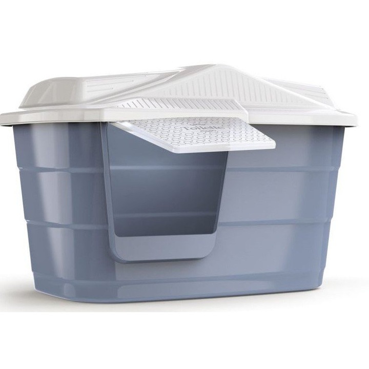 Toaleta pentru pisici Georplast Villa, 57,5x38,5x37cm, gri/beige, multifunctionala