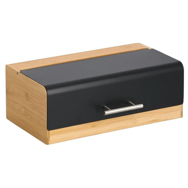 Zeller kenyérsütődoboz, bambusz/fém, 36x20x13 cm, barna/fekete