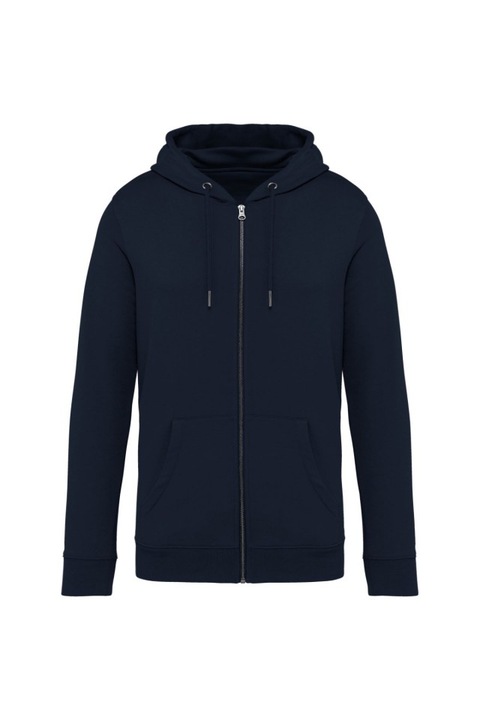 Hanorac unisex cu gluga si fermoar, 350 g/m², bumbac organic, gluga cu snur, material fleece, Native Spirit - NS402, Bleumarin