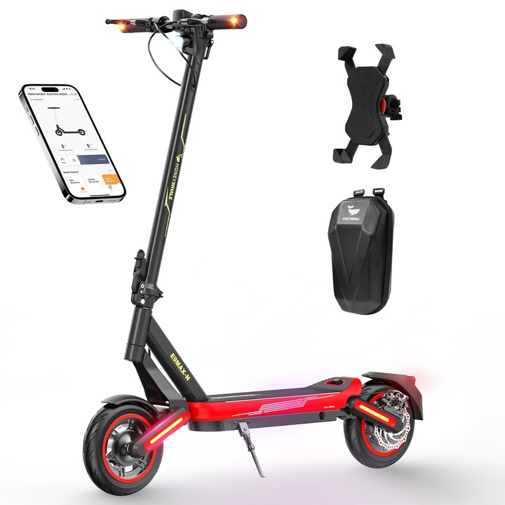 Trotineta electrica HONEYWHALE E9MAX-N pliabila pentru adulti, Putere motor 650 W, Viteza maxima 32 Km/h, Incarcare maxima: 120 kg, Roti 10", Rosu