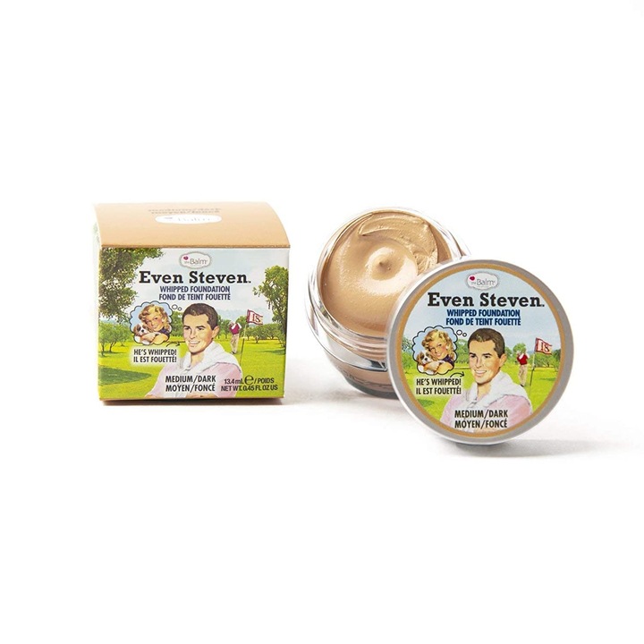 Fond de ten TheBalm, Even Steven, textura usoara, nuanta Medium Dark, 4ml