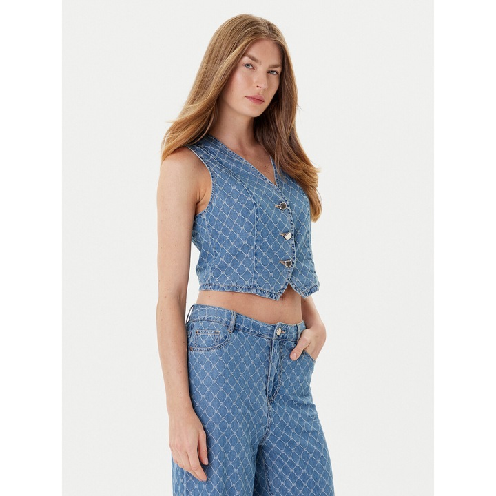 Vesta Femei, morgan, 55% bumbac, 45% lyocell, 36 EU, Albastru, 36 EU