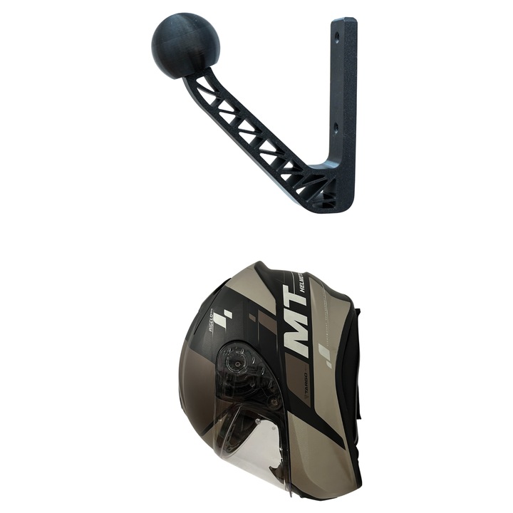 Motorkerékpár Sisak Tartó, Falra szerelhető, Fekete, Méretek 20x15x5cm