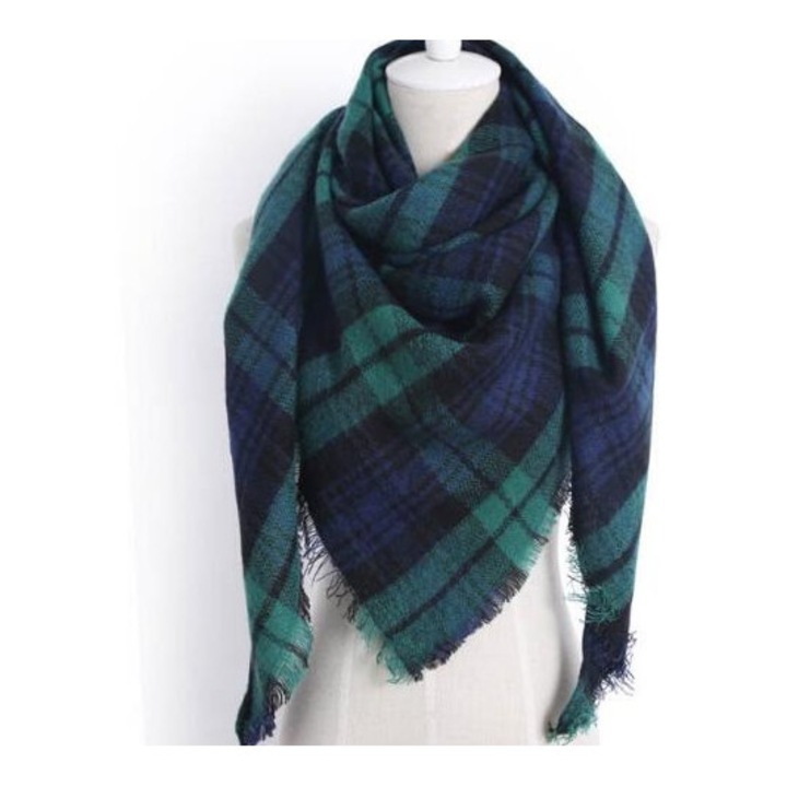 Sál IZMAEL LE-3042, zöld, 140x190cm, gyapjú és poliakril anyag