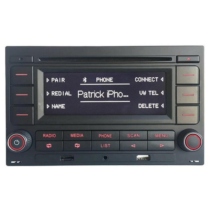 Radio auto VW RCN210, Bluetooth, CD, SD, MP3, USB, pentru Golf 4, MK4 Polo, Passat B5, Negru