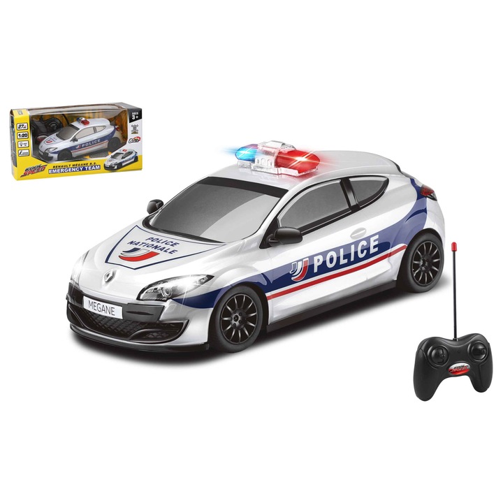 Masina RC P&C Renault Megane R.S. Politie 1:20, frecventa 2, 4 GHz, control telecomanda, plastic