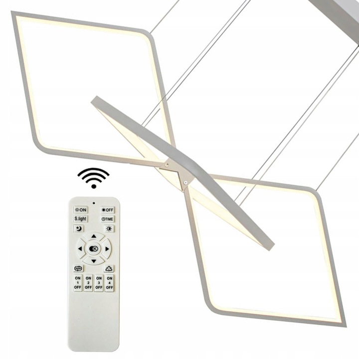 Lustra LED 81W, 3 culori lumina, control telecomanda, design minimalist, multicolor