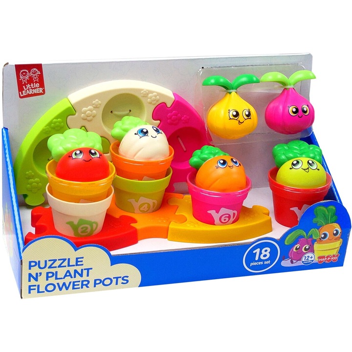 Joc educativ, Little Learner, Gradina vesele, 6 legume, multicolor, 31.4x12x17.8cm