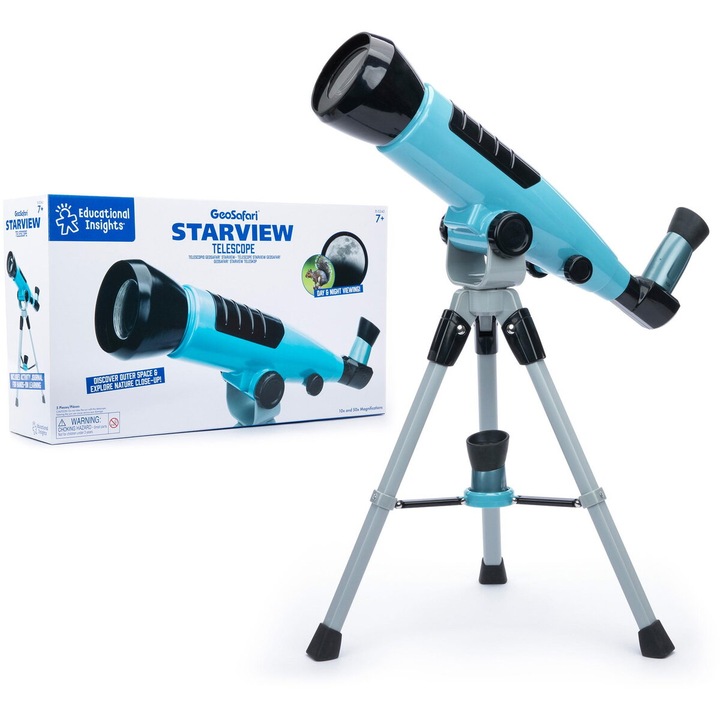 Telescop pentru copii GeoSafari Starview, 10x si 50x, cu trepied pliabil, set educațional, multicolor, 42.1x24.1x11.1cm