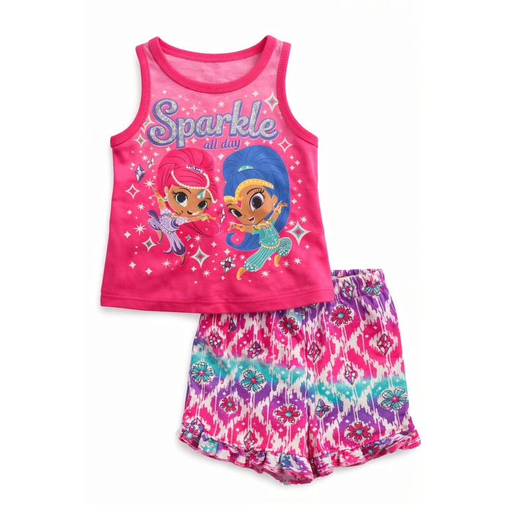 Compleu copii Nickelodeon, 2 piese, bumbac, ciclam, 92 cm