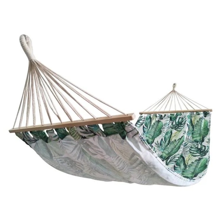 Hamac Ecru cu Frunze Verzi Tropicale 200x100cm