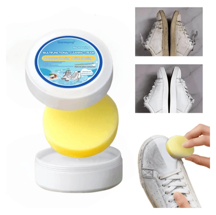 Crema curățare încălțăminte ENZ SHOP, fără apă, burete integrat, compact